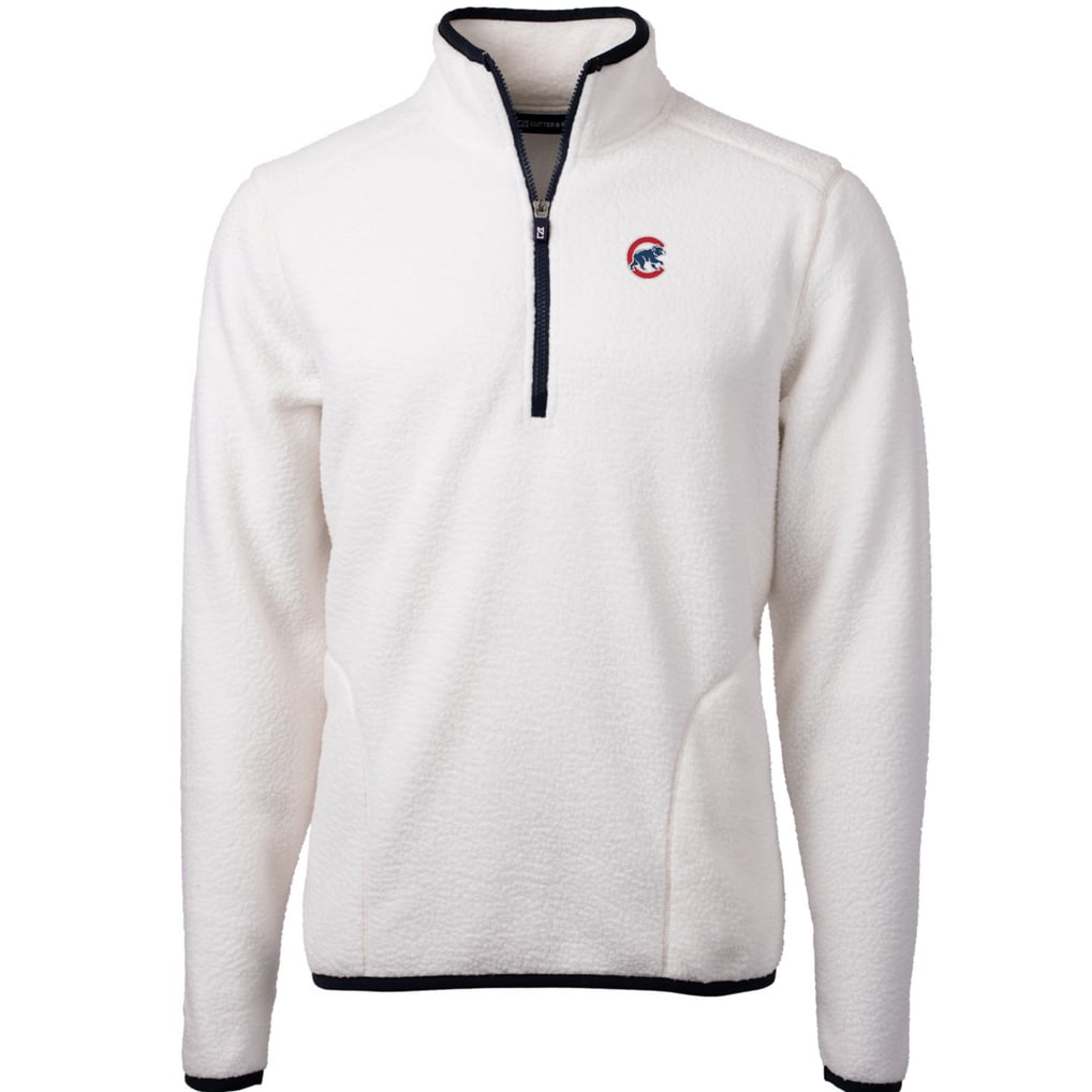Chicago Cubs Cutter & Buck Cascade Eco Sherpa Fleece Quarter-Zip Pullover Jacket - White/Navy