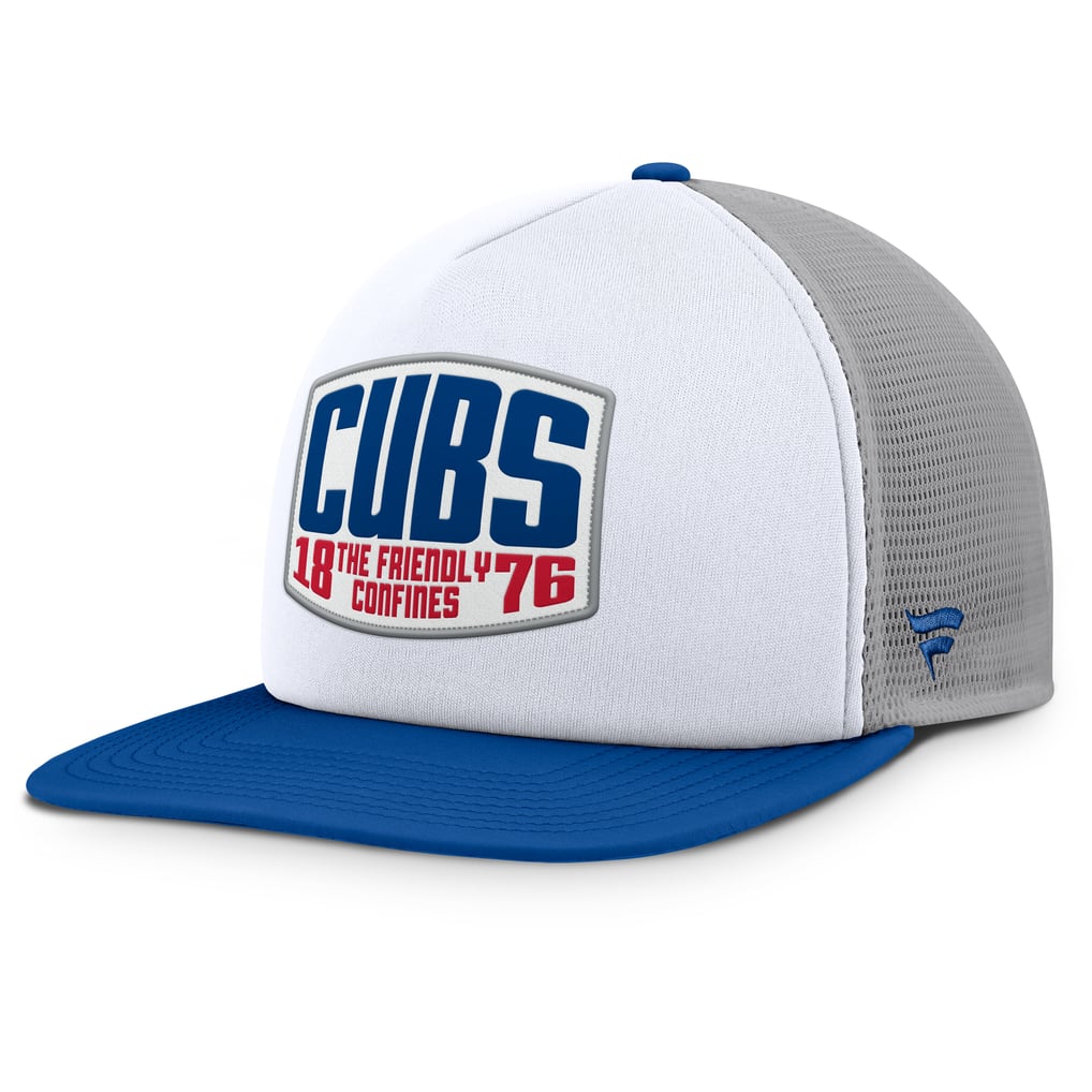 Chicago Cubs Fanatics Cranked Foam Front Patch Trucker Adjustable Hat - Gray/White
