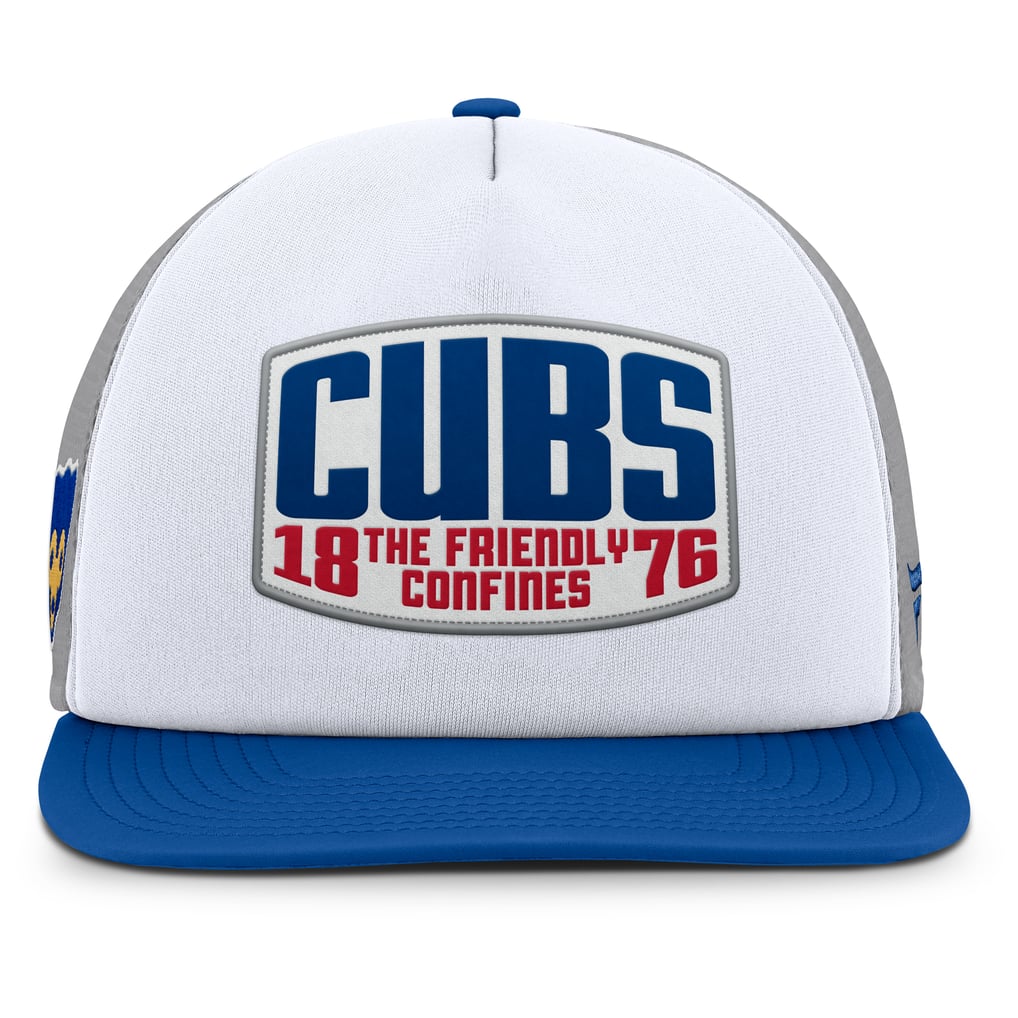 Chicago Cubs Fanatics Cranked Foam Front Patch Trucker Adjustable Hat - Gray/White