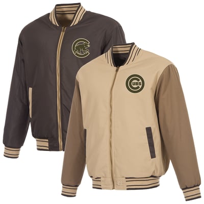 Chicago Cubs JH Design Reversible Canvas Full-Zip Jacket - Tan/Brown