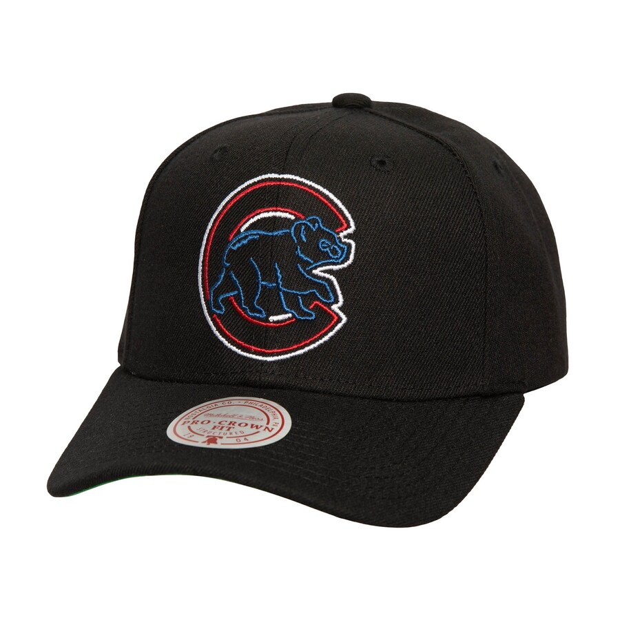 Pro Cubs Men's Chicago Cubs Mitchell & Ness Black Neon Logo Pro Crown Adjustable Hat