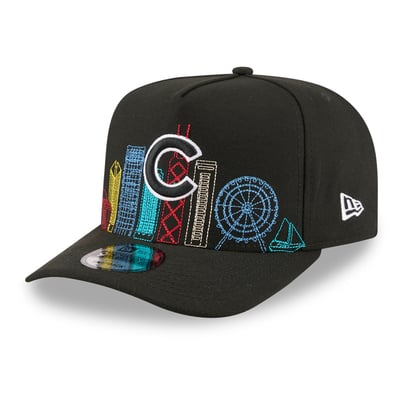  Chicago Cubs New Era 9FIFTY Night City Skyline A-Frame Snapback Hat - Black