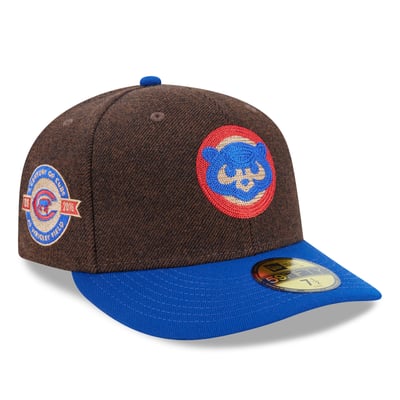 Chicago Cubs New Era Cooperstown Collection Brushed Patch Low Profile 59FIFTY Fitted Hat - Dark Brown/Royal