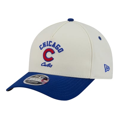 Chicago Cubs New Era Arch 9FORTY A-Frame M-Crown Adjustable Hat - Natural/Royal