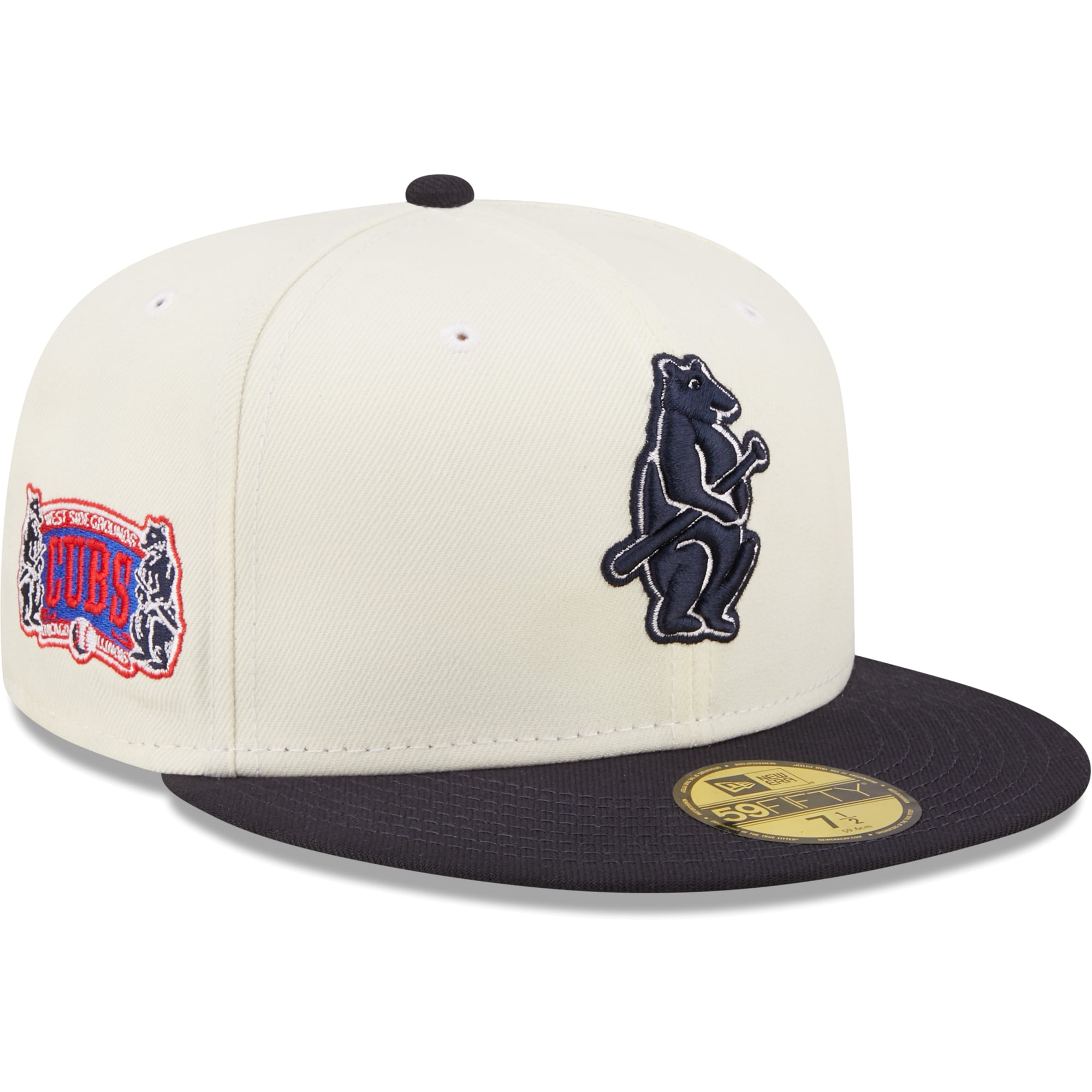 Men's Chicago Cubs New Era White/Navy Cooperstown Collection West