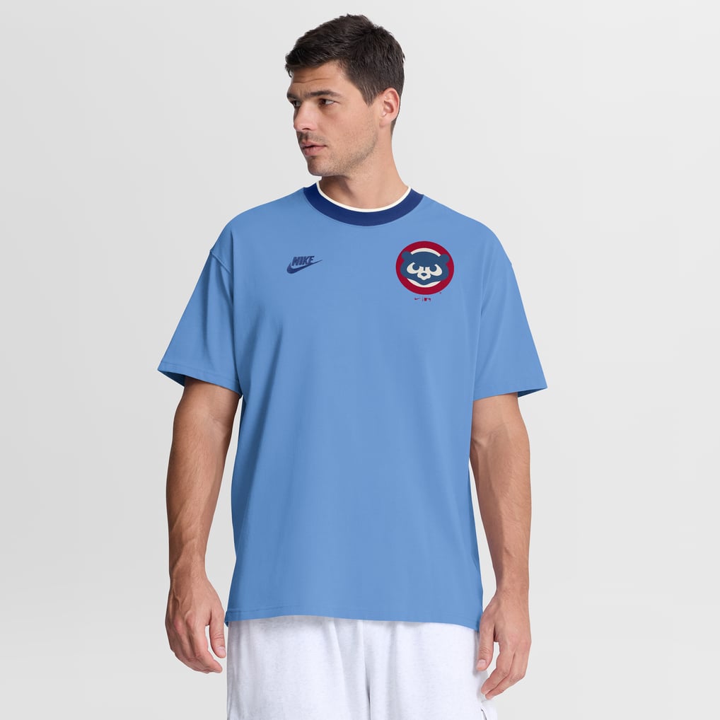 Chicago Cubs Nike Cooperstown Collection Ringer T-Shirt - Light Blue