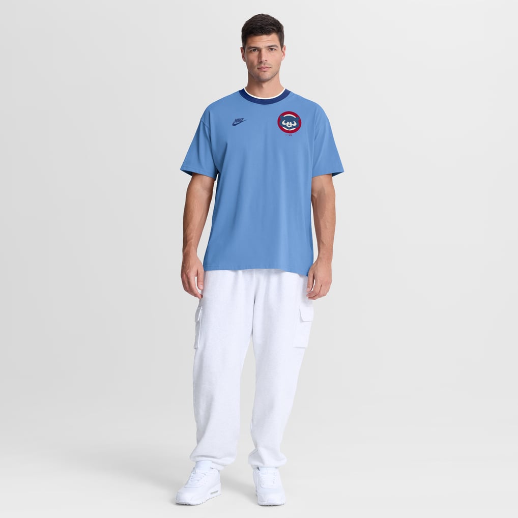 Chicago Cubs Nike Cooperstown Collection Ringer T-Shirt - Light Blue