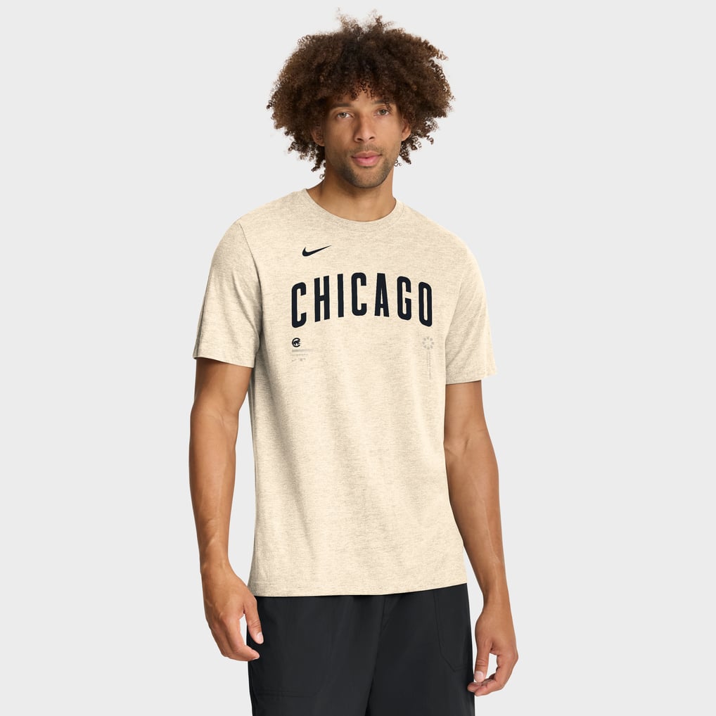 Chicago Cubs Nike Wordmark Tri-Blend T-Shirt - Natural