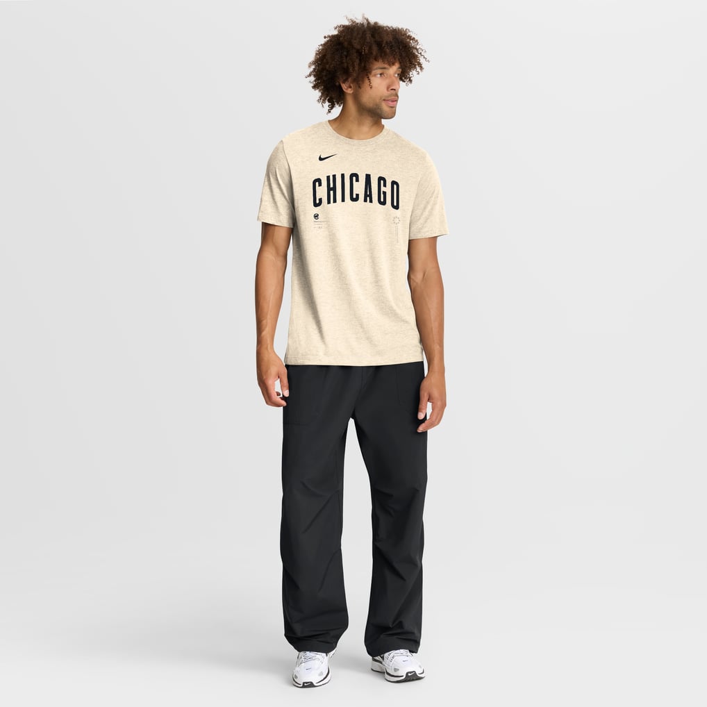 Chicago Cubs Nike Wordmark Tri-Blend T-Shirt - Natural