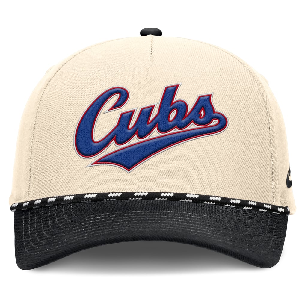 Chicago Cubs Nike Cooperstown Collection Rise Adjustable Hat - Natural/Black