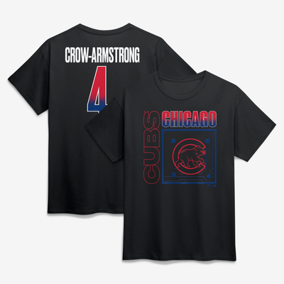 Pete Crow-Armstrong Chicago Cubs Home Field Pop Name & Number T-Shirt - Black