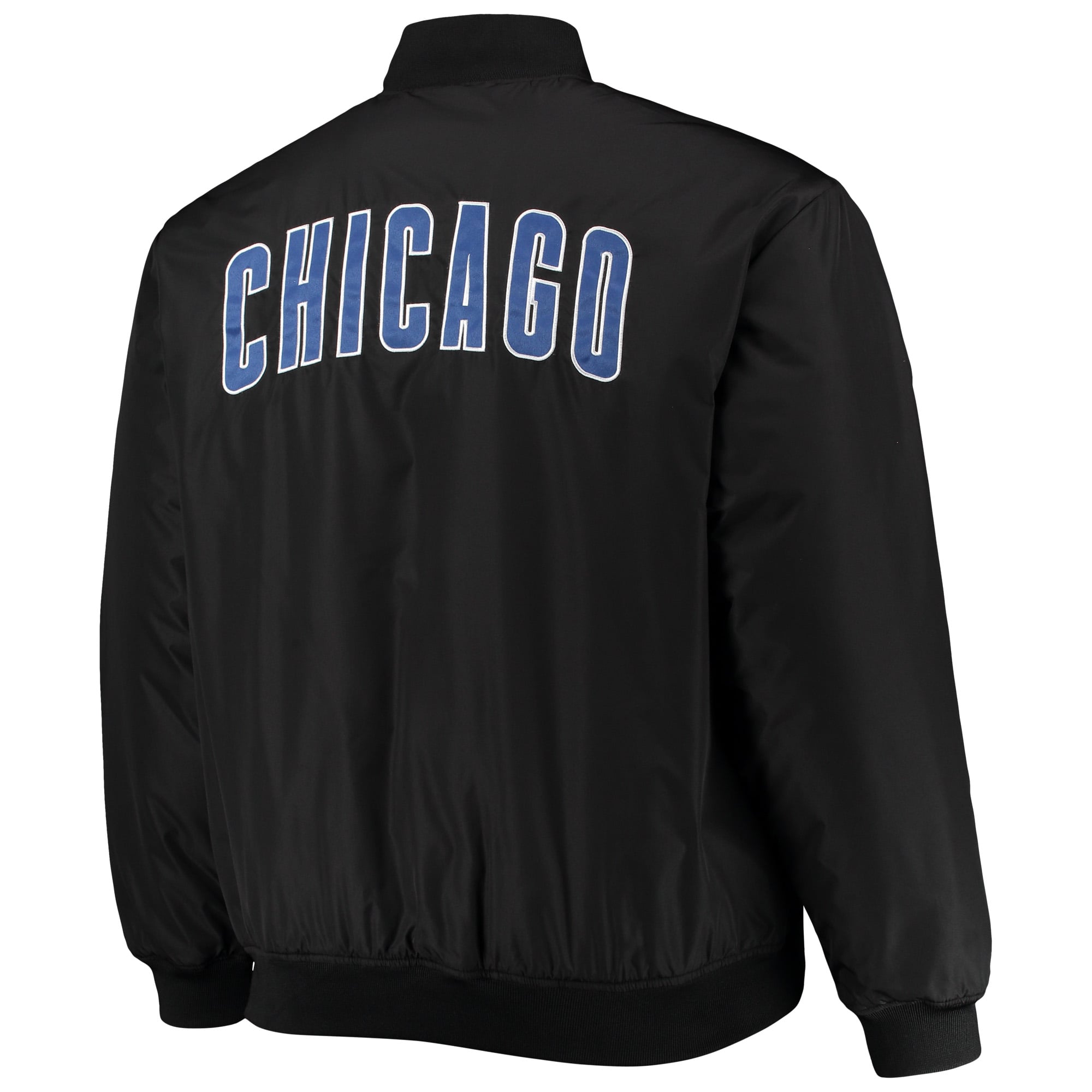 Men's Chicago Cubs White/Black Reversible Satin Full-Zip Jacket