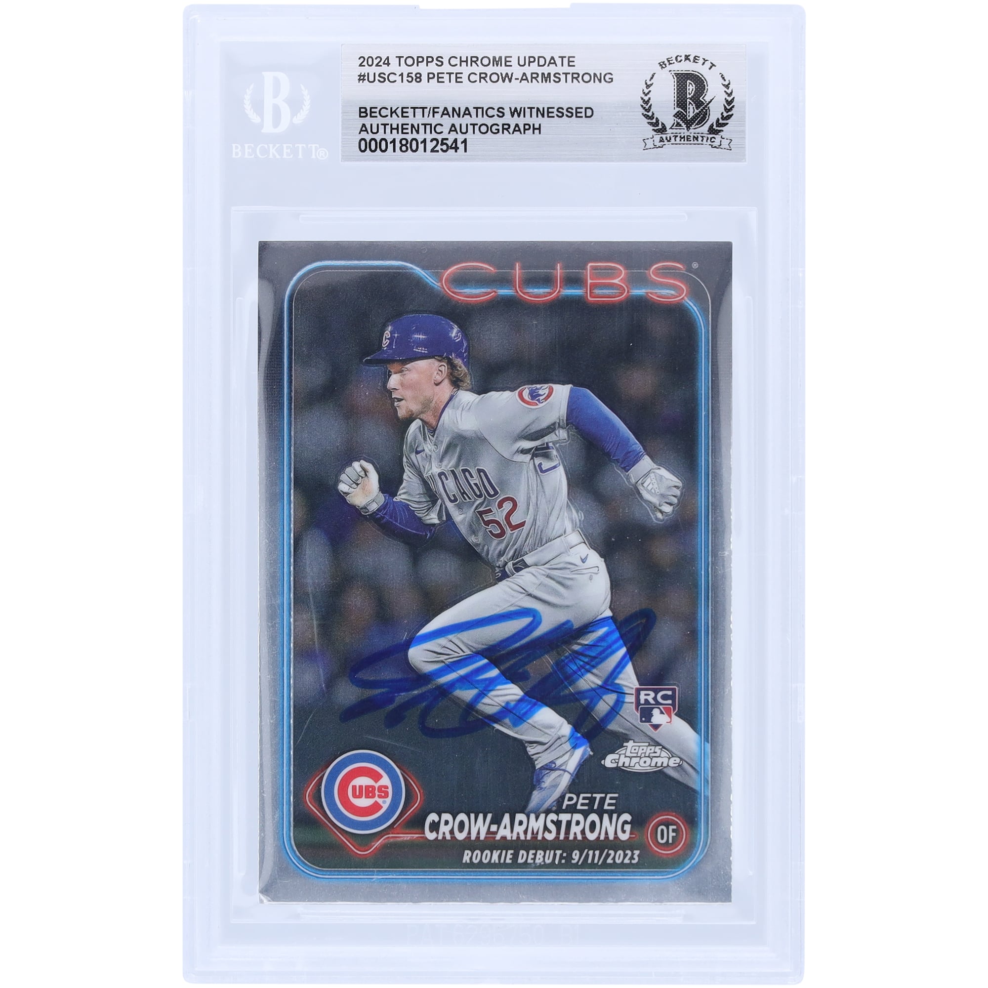 Pete Crow-Armstrong Chicago Cubs Autographed 2024 Topps Chrome 