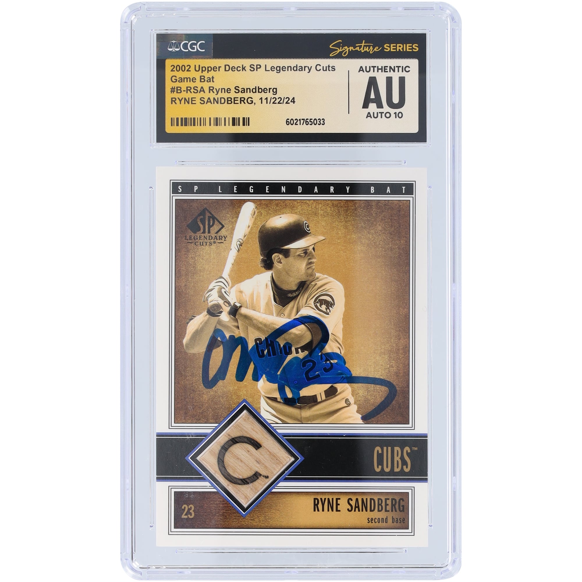 Fanatic Rsa Ryne Sandberg Chicago Cubs Autographed 2002 Upper Deck SP Legendary ...