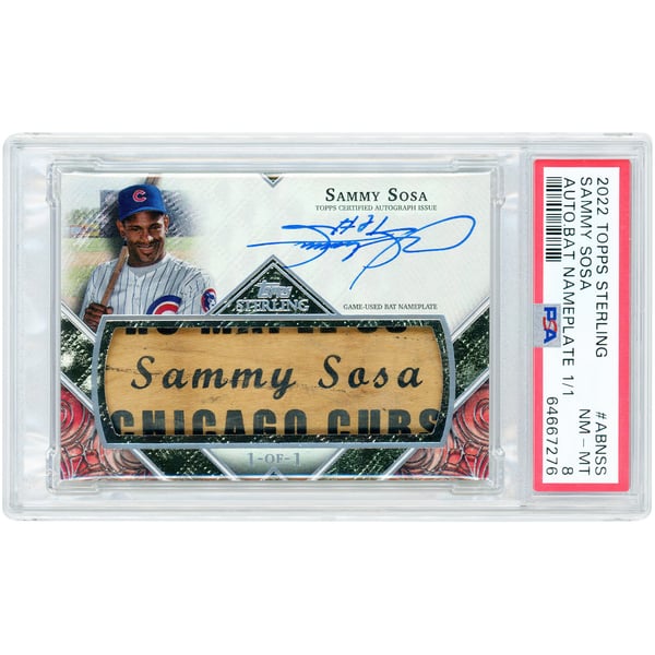 Sammy Sosa Chicago Cubs Autographed 2022 Topps Sterling Game Used 
