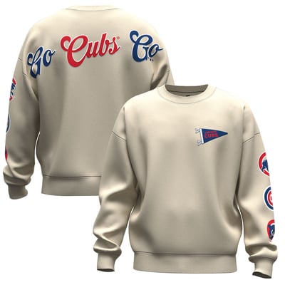  Chicago Cubs Fanatics Unisex Spirit Jersey Fleece Crewneck Pennant Sweatshirt - Tan