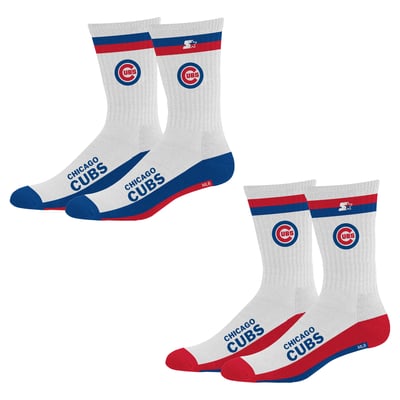  Chicago Cubs Starter Unisex Two-Pack Stripe Top End Crew Socks