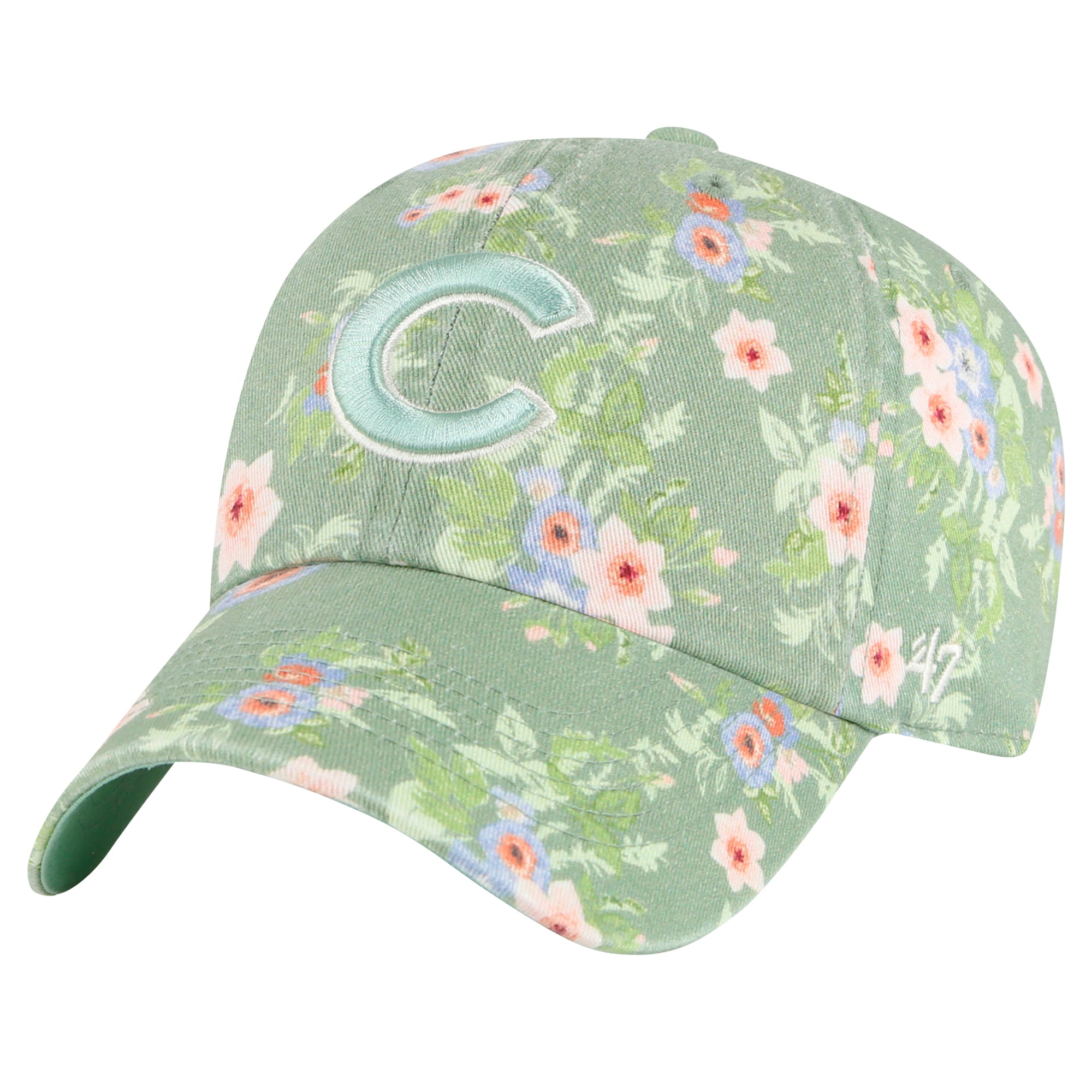 \'47 Hat Womens One Size Clean Up Chicago Bulls Green Floral NBA Adjustable Cap NBA Chicago Bulls Floral Snapback Cap Black Mitchell & Ness  main image 4