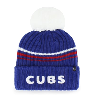 Chicago Cubs '47 Women's Fuzzy Script Cuffed Knit Hat with Pom - Royal