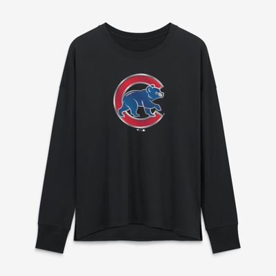 Chicago Cubs Women's Forged Mascot Long Sleeve T-Shirt - Black