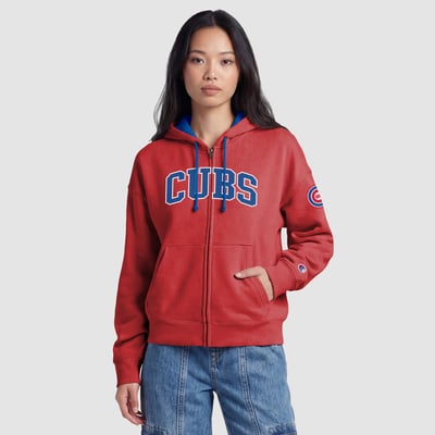  Chicago Cubs Champion Women's Fleece Full-Zip Hoodie - Red