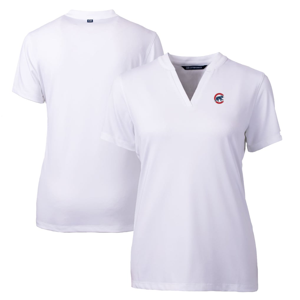 Chicago Cubs Cutter & Buck Women's DryTec Forge Stretch V-Neck Blade Top - White