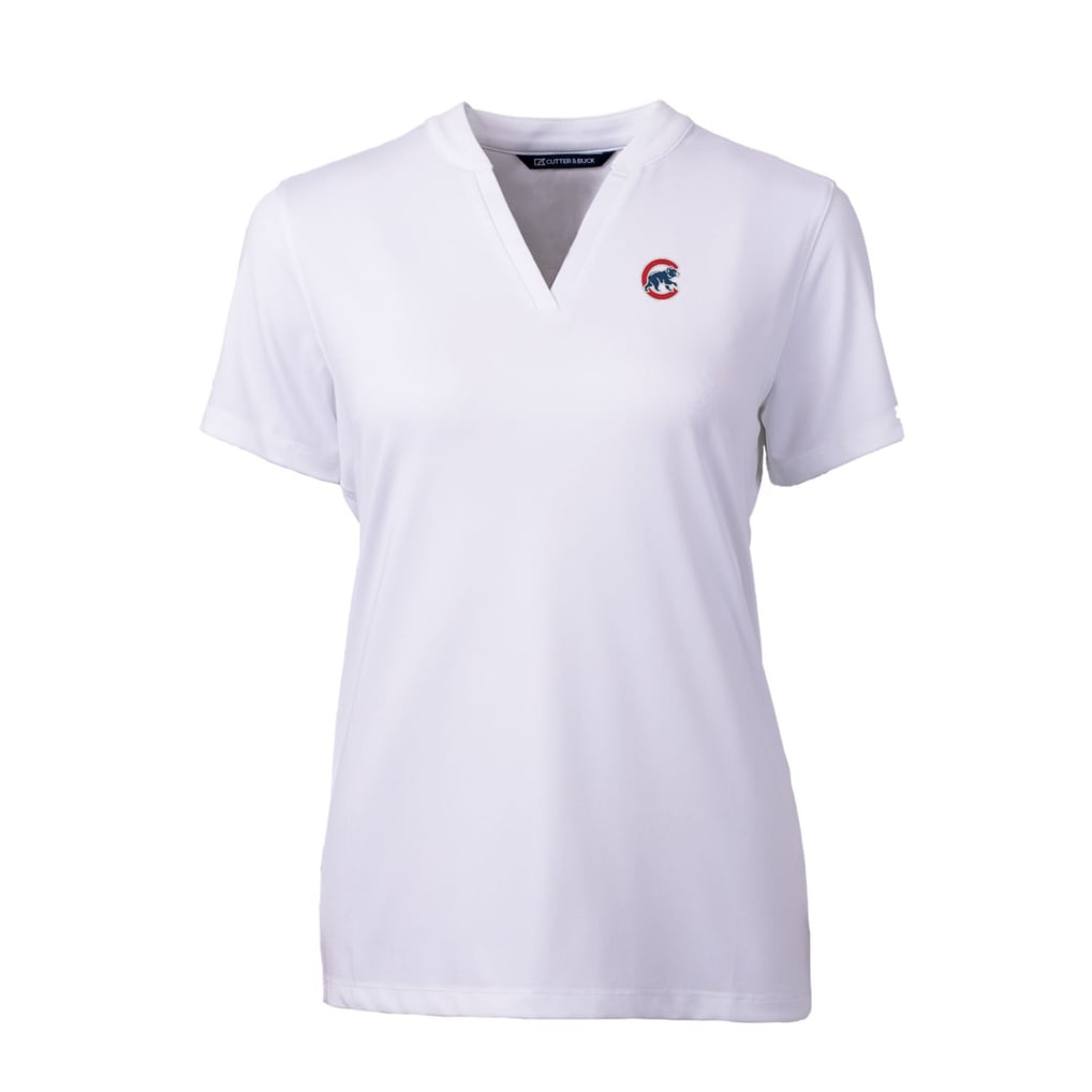 Chicago Cubs Cutter & Buck Women's DryTec Forge Stretch V-Neck Blade Top - White