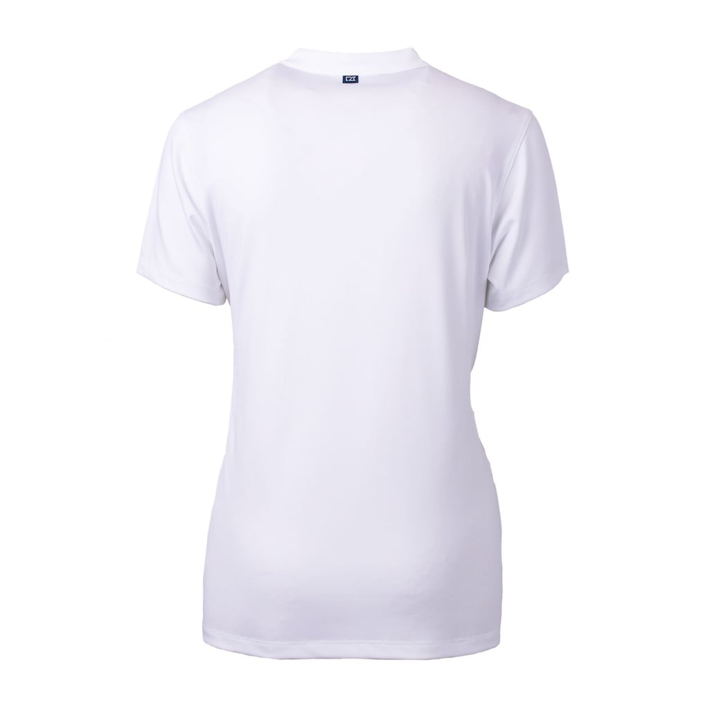 Chicago Cubs Cutter & Buck Women's DryTec Forge Stretch V-Neck Blade Top - White