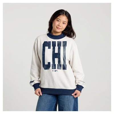 Chicago Cubs Fanatics Women's City Abbreviation Funnel Neck Fleece Sweatshirt - Cream