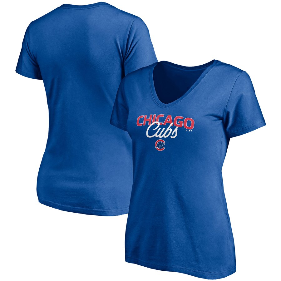 Women's Chicago Cubs Fanatics Royal Depth Chart VNeck TShirt