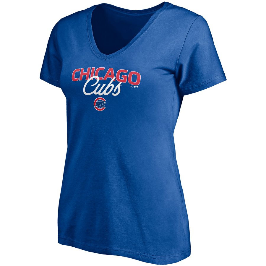 Women's Chicago Cubs Fanatics Royal Depth Chart VNeck TShirt