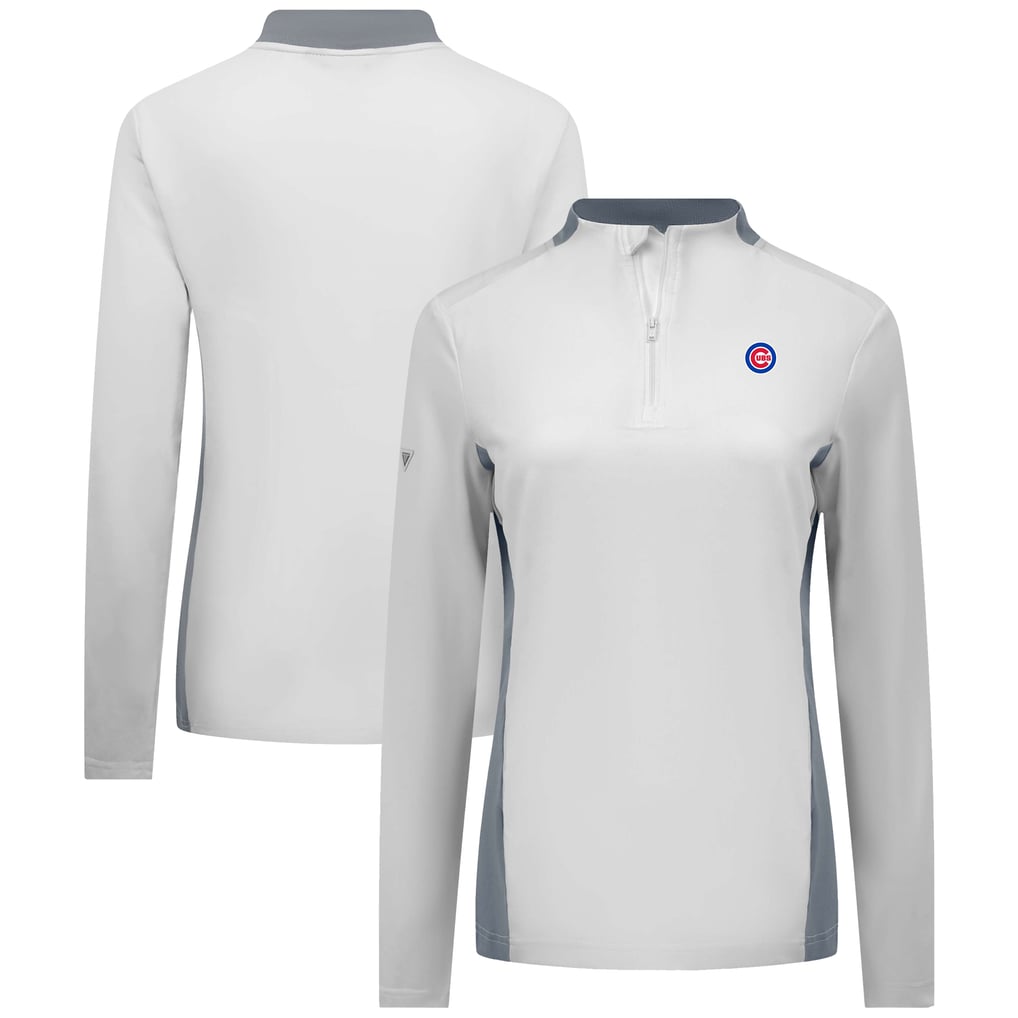  Chicago Cubs Levelwear Women's Moxie Insignia Quarter-Zip Pullover - White