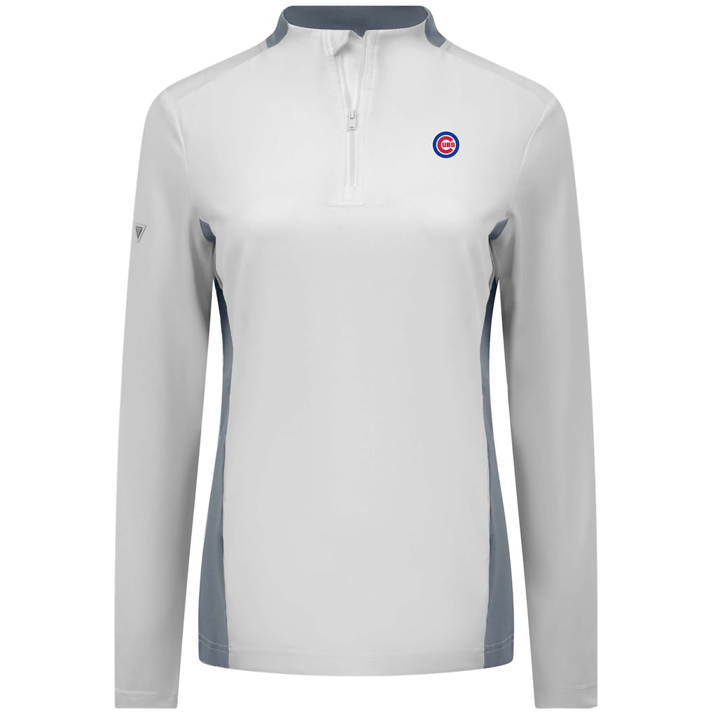  Chicago Cubs Levelwear Women's Moxie Insignia Quarter-Zip Pullover - White