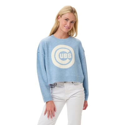 Chicago Cubs Lusso Women's Shelli Boxy Sweater - Light Blue/Cream