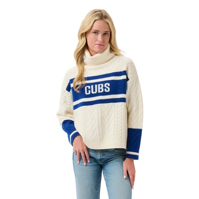 Chicago Cubs Lusso Women's Susan Cowl Neck Sweater - Royal/Cream