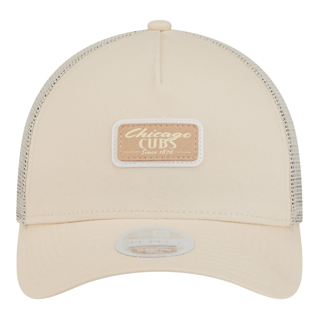 Chicago Cubs New Era Women's Tonal Patch 9FORTY M-Crown A-Frame Trucker Adjustable Hat - Light Beige