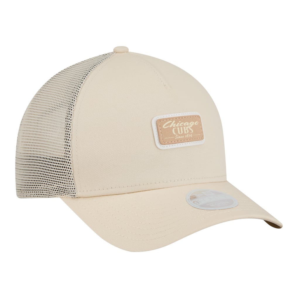 Chicago Cubs New Era Women's Tonal Patch 9FORTY M-Crown A-Frame Trucker Adjustable Hat - Light Beige