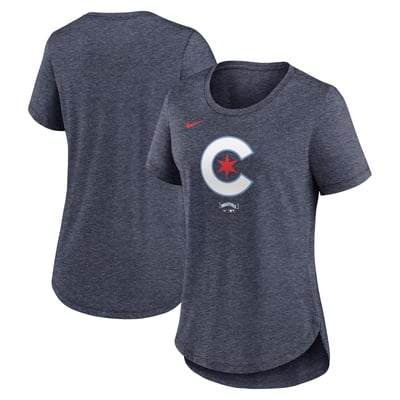  Chicago Cubs Nike Women's 2024 City Connect Tri-Blend T-Shirt - Heather Navy