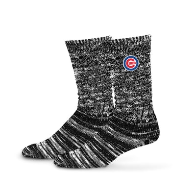  Chicago Cubs PRO Compression Women's Slouchy Slub Textured Boyfriend Socks - Black