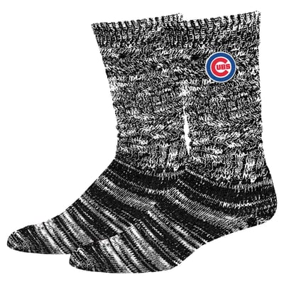  Chicago Cubs PRO Compression Women's Slouchy Slub Textured Boyfriend Socks - Black