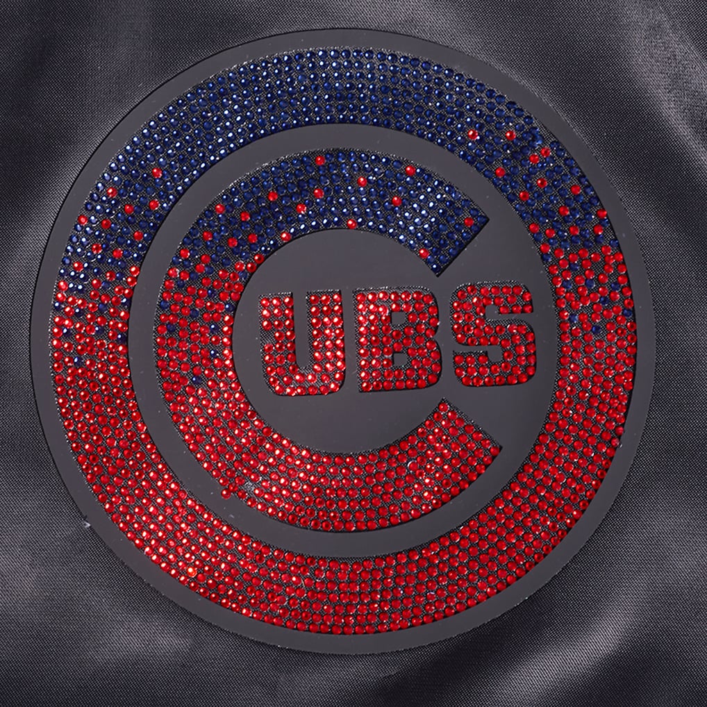 Women's Chicago Cubs Pro Standard Black Rhinestone Satin Full-Snap Jacket