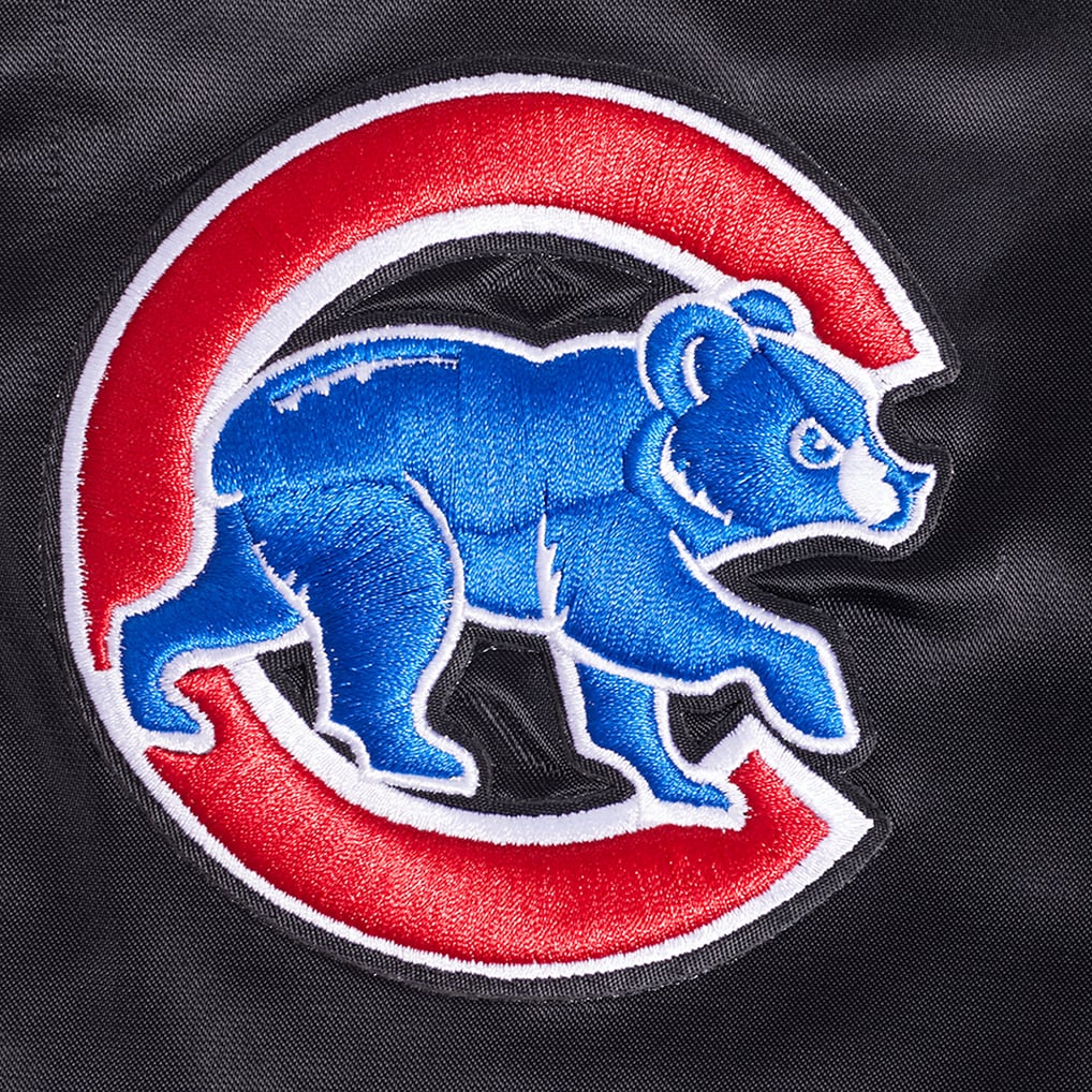 Women's Chicago Cubs Pro Standard Black Rhinestone Satin Full-Snap Jacket