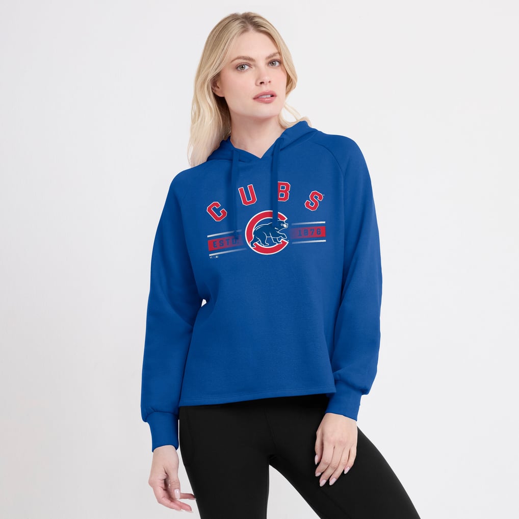 Chicago Cubs Fanatics Women's Perfect Play Raglan Pullover Hoodie - Royal