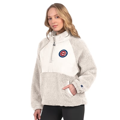  Chicago Cubs Starter Women's Sherpa Quarter-Zip Jacket - Cream