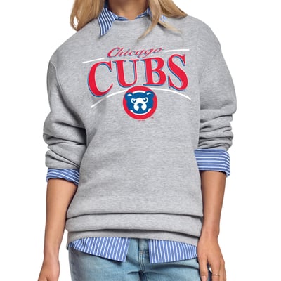 Chicago Cubs Starter Women's Arch Stripe Fleece Sweatshirt - Gray