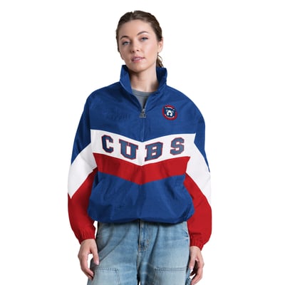  Chicago Cubs Starter Women's Yardline Quarter-Zip Pullover - Royal