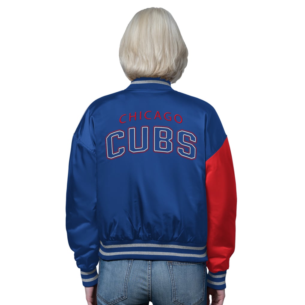 Chicago Cubs Starter Women's Offside Cropped Full-Snap Varsity Jacket - Royal/Red