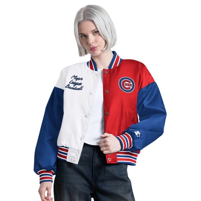  Chicago Cubs Starter Women's Game On Full-Snap Varsity Jacket - White