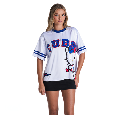 Chicago Cubs The Wild Collective Women's Hello Kitty Boxy T-Shirt - White