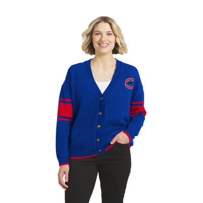 Chicago Cubs WEAR by Erin Andrews Women's Button-Up Knit Cardigan - Royal